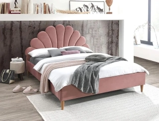SANTANA VELVET posteľ 160x200 FARBA STARORUŽOVÝ/DUB, POTAH BLUVEL 52